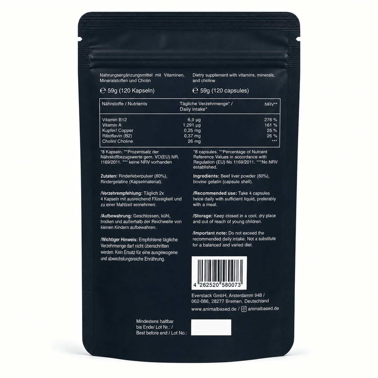 Rinderleber Kapseln - Grass Fed Beef Liver - 120 Kapseln