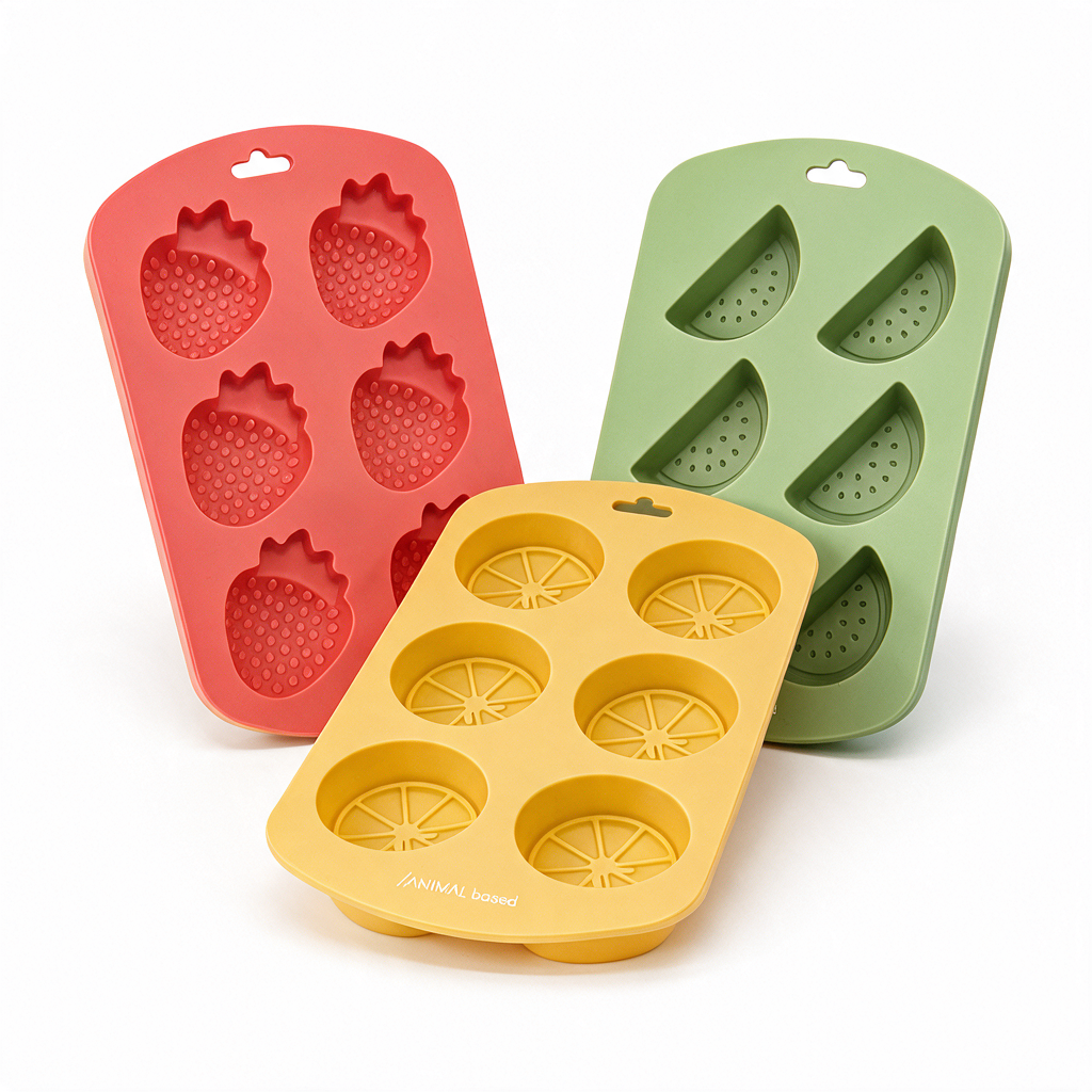 Früchtebande – Silikonformen 3er-Set für Fruchtgummis, Eis & Schokolade