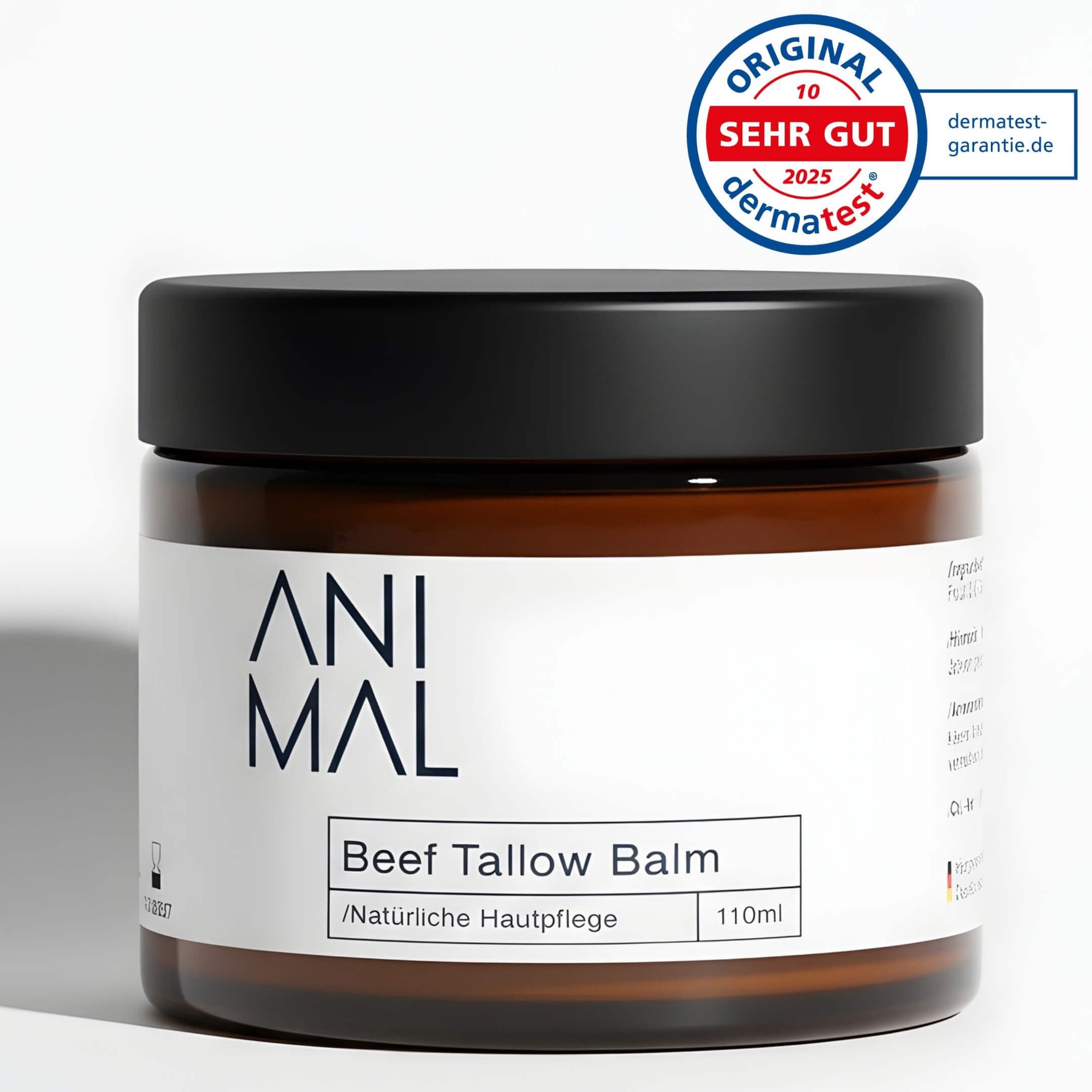 Beef Tallow Balm von Animal Based – natürliche Rindertalg Hautpflege im Glas, Dermatest zertifiziert mit Sehr gut Siegel